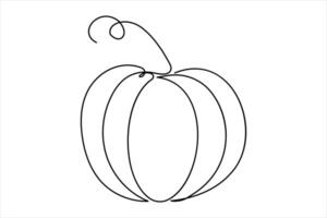 Minimalist pumpkin outline drawing in one line elegant art for seasonal design projects vector