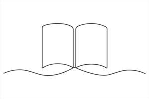 Sleek continuous line book outline design for creative graphic projects vector