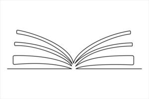 Artistic book outline in one continuous line illustration for modern graphics vector