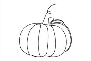 Simple one-line drawing of a pumpkin outline clean and elegant minimalist art for seasonal projects vector