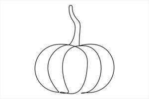 Simple pumpkin outline drawing in one line stylish and minimalist art design projects vector