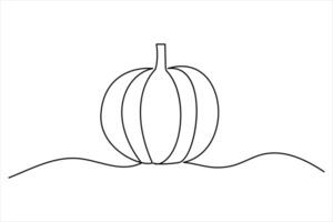 Continuous one-line drawing of a pumpkin outline minimalist modern art illustration vector