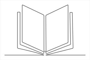 Continuous book outline in a single line art style for modern designs vector