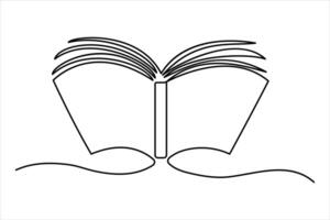 Minimalist book one line drawing outline illustration for art enthusiasts vector