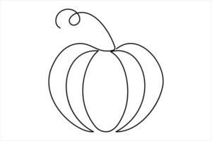 Modern continuous line drawing of a pumpkin outline minimalist art vector