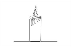 Simple continuous line art of a candle for modern art illustrations vector
