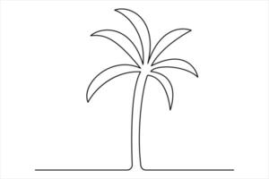 Stylized palm tree continuous line art for creative use vector