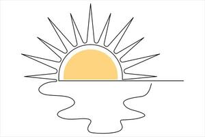 Clean and minimal sunrise in one line art for nature themed art designs vector