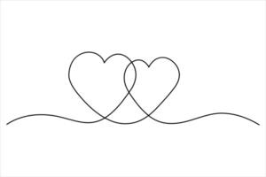 Stylish one line drawing of intertwined hearts for creative artwork vector