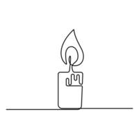 Minimalist one line candle drawing for elegant art designs vector