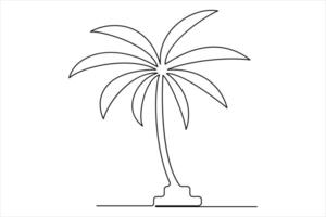 Sleek palm tree silhouette in one-line drawing style vector