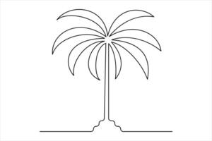 Modern palm tree outline continuous line ar vector
