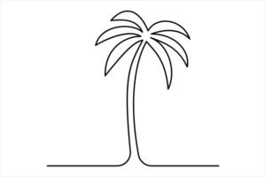 Elegant palm tree continuous line drawing for decor vector