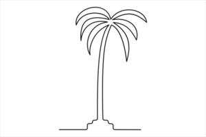 Seamless palm tree one-line illustration vector