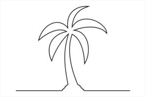Palm tree one-line sketch for graphic designers vector