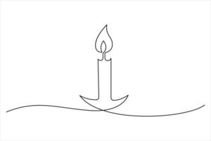 One line drawing of a candle with flame for clean art vector
