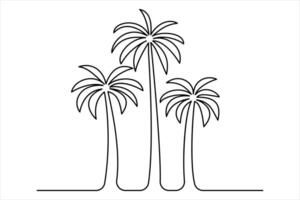 Continuous line palm tree drawing artwork vector