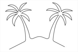 Stylized palm tree one-line design for beach vibes vector
