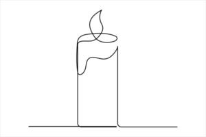 Elegant candle outline in continuous line art style for sleek vector