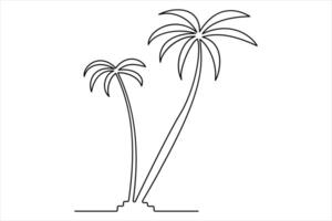 Single-stroke palm tree line drawing clean art vector