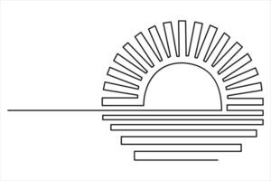 Single line sunrise sketch for modern and minimalistic graphic design vector