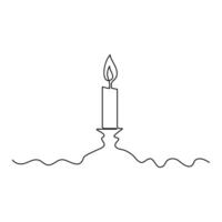 Minimal line art of a candle with flame for contemporary designs vector