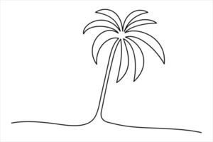 Simple, elegant palm tree one-line sketch for designers vector
