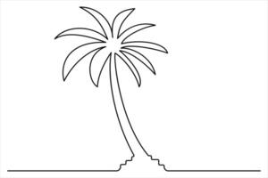 Elegant palm tree one-line drawing for modern design vector