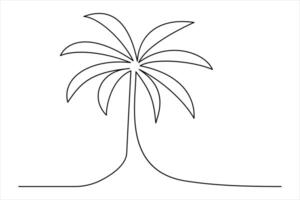 Tropical palm tree one-line drawing for art artists vector