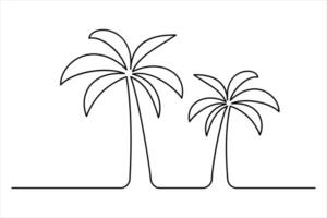 Modern palm tree outline one-line art design vector