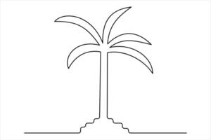 Continuous line palm tree silhouette tropical design vector
