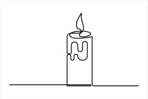 Modern candle in single continuous line art for unique projects vector