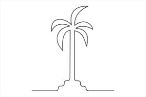 Minimal palm tree art single line drawing for creatives vector