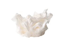 Side view of screwed or crumpled white tissue paper ball isolated in file format png