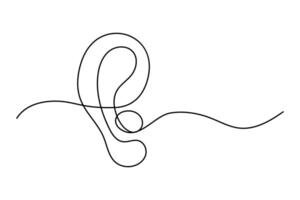 Simple continuous line human ear sketch for minimalistic designs vector