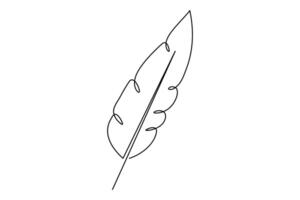 Minimalist one line feather sketch for modern graphics vector