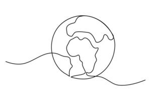 Clean one line earth globe sketch for stylishr illustrations vector