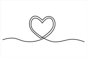 Continuous line art of two hearts for elegant design vector