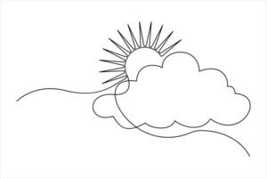 One line sun and cloud sketch for elegant and modern artwork vector