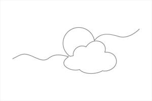Elegant one line drawing of sun and cloud for clean artwork vector