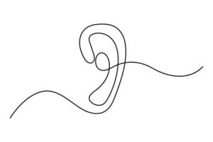 Simple continuous line art of human ear for creative design vector