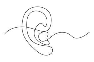 Elegant one line drawing of human ear for contemporary designs vector
