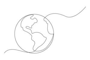 Elegant and sleek globe sketch in continuous line art for projects vector