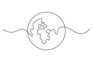 Elegant continuous line globe drawing for modern illustrations vector