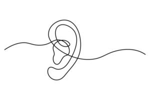Single line human ear sketch for minimalistic art vector
