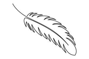 One line feather drawing for clean and minimalist artwork vector