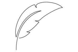 Simple continuous line art of feather for creative design vector
