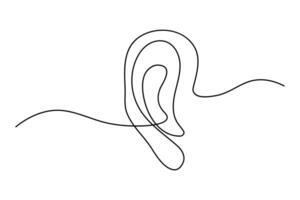 Simple and elegant one line ear drawing for graphic designs vector