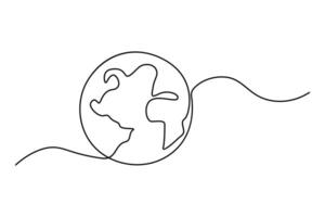 Minimalist one line drawing of globe for creative projects vector