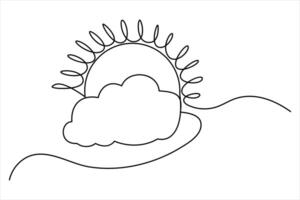 Simple line art of sun and cloud for elegant illustrations vector